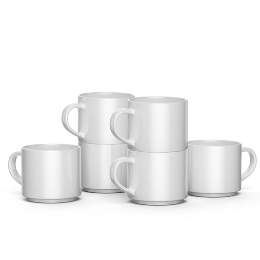 Cricut Taza apilable de cerámica en blanco, 10 onzas, 300 ml (6 unidades) – Taza personalizada – Funciona con hojas de transferencia de tinta infusible Ink, bolígrafos, marcadores y sublimación