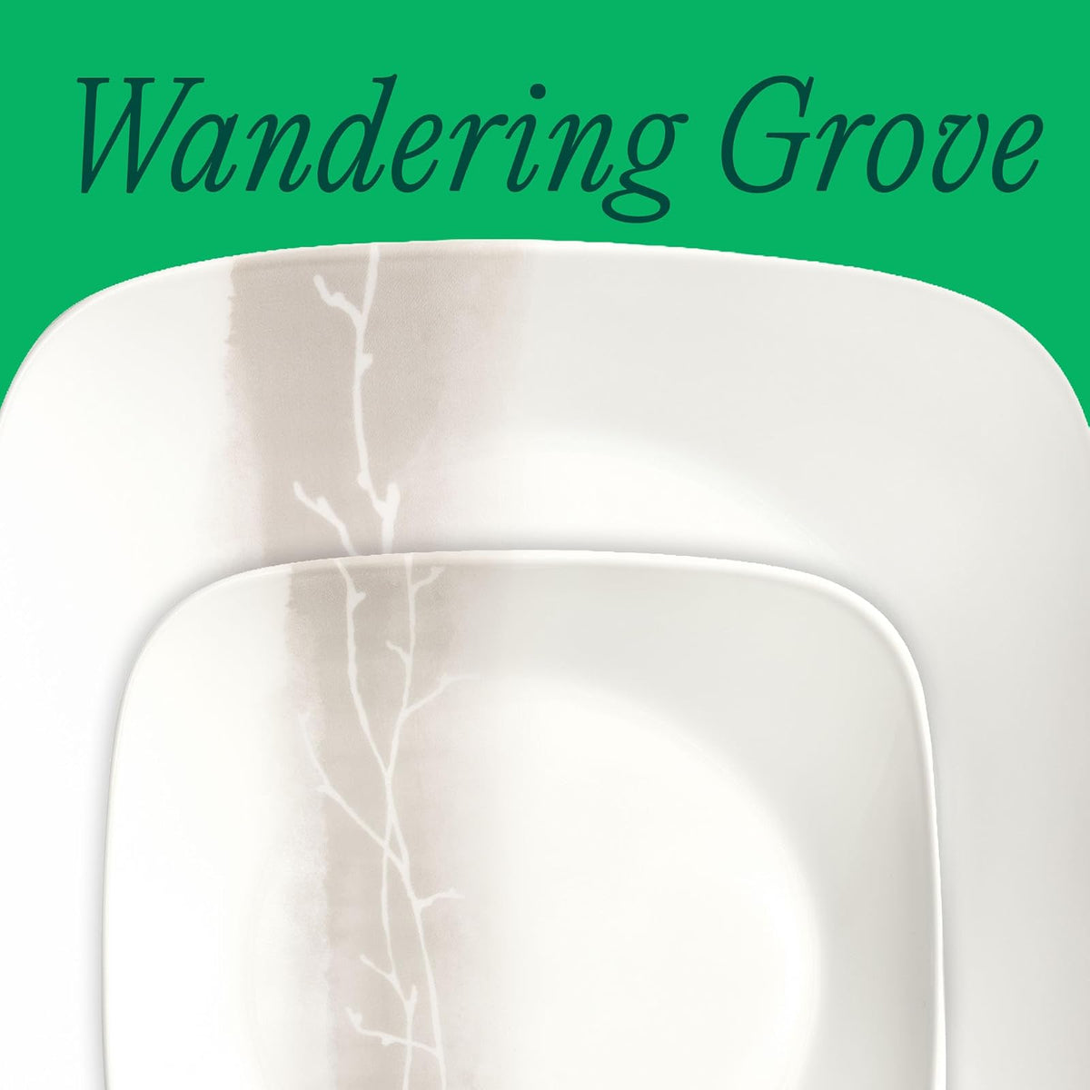 Corelle Vitrelle - Juego de vajilla de vidrio de 18 piezas, plato cuadrado rectangular y tazón de servicio para 6, juegos de platos y cuencos de vidrio resistentes a las virutas y grietas de triple