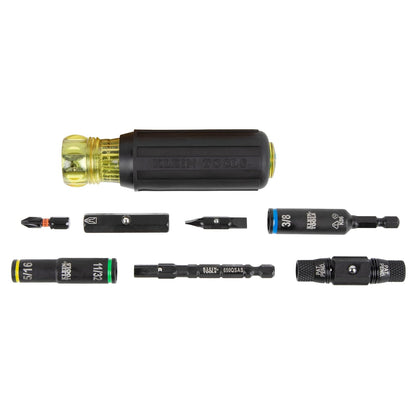 Klein Tools 32528HD KNECT 10 en 1 driver con clasificación de impacto, destornillador de puntas múltiples/destornillador de tuercas con tamaños de enchufe abatible de pozo profundo para fontanería y