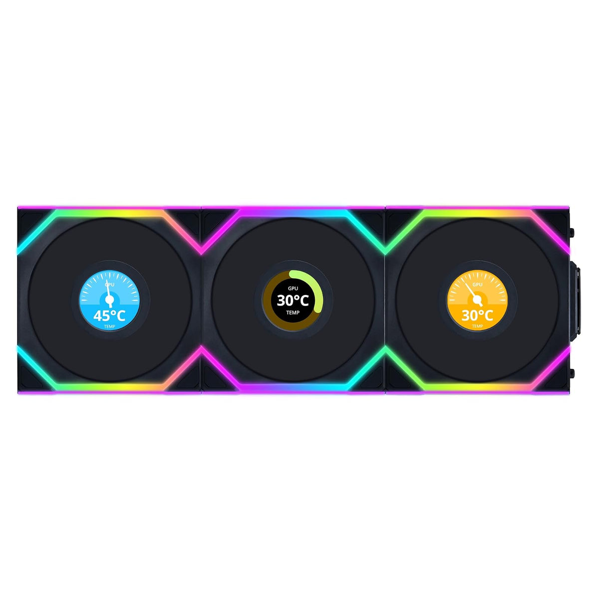 Lian Li Uni Fan SL Wireless Ventilador ARGB 120mm con LCD - LCD 120 Triple Negro