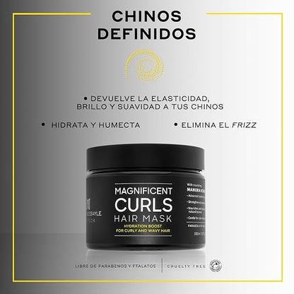 MARTHA DEBAYLE Mascarilla MAGNIFICENT CURLS, Boost de hidratación para pelo chino y ondulado, Con miel de manuka nutritiva, Sin parabenos y ftalatos, 300 ml