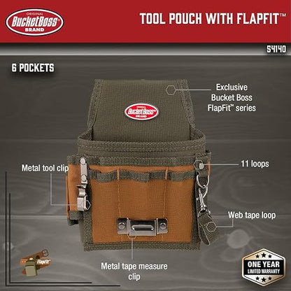 Bucket Boss - Bolsa de herramientas con solapa, bolsas - Serie original (54140), café