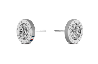 Tommy Hilfiger - Aretes para Mujer 2780565 - Acero Inoxidable Plateado con Cristales - Diseño de Tuerca Elegante