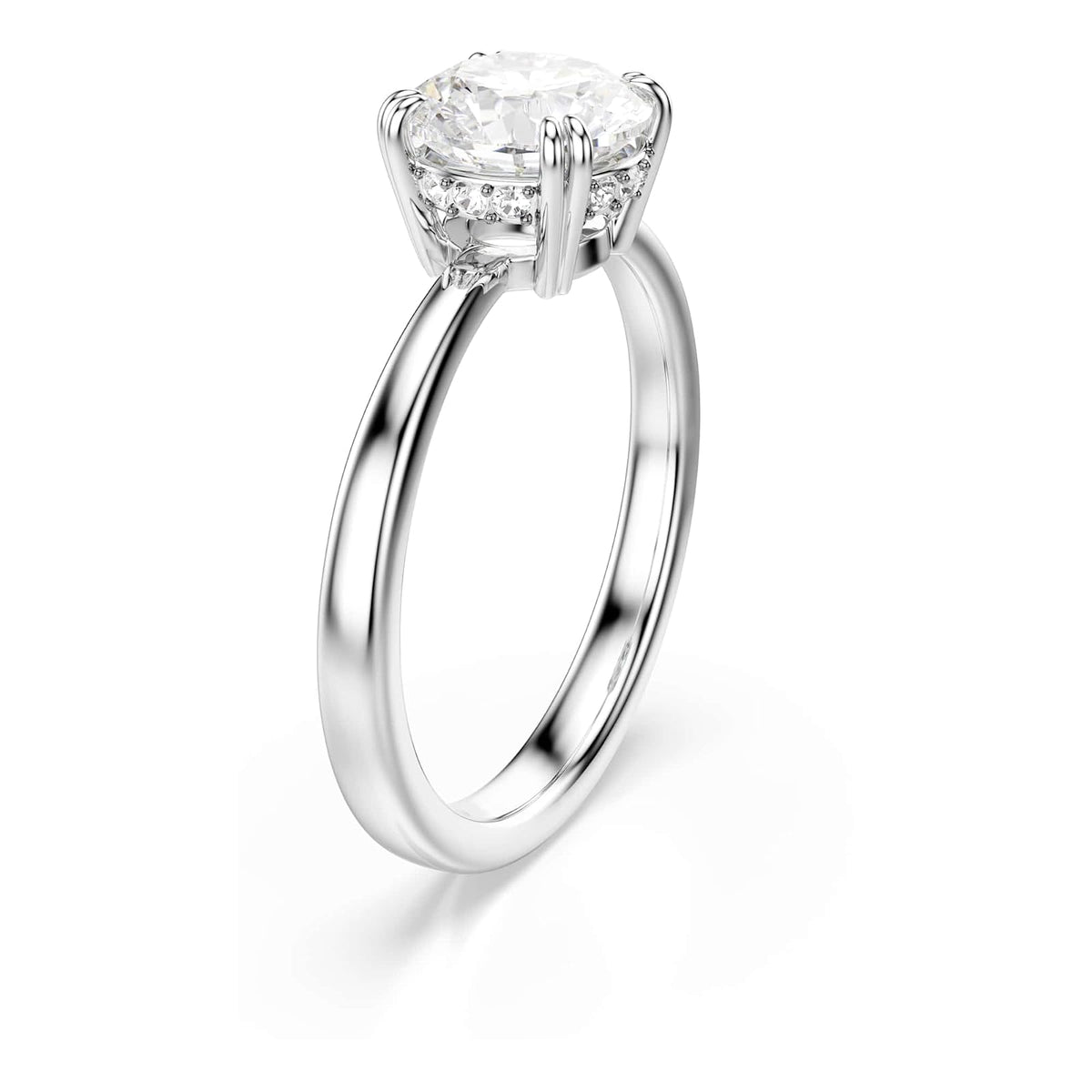 Swarovski Stilla Kollektion Cocktailring, Rundschliff, Weiß, Silberfarbenes Finish
