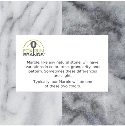 Fox Run Natural Polished Marble Stone Coasters, Set of 4, with Holder, White