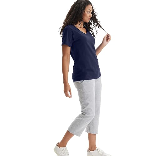Hanes Playera de Manga Corta con Cuello en V. Camiseta para Mujer