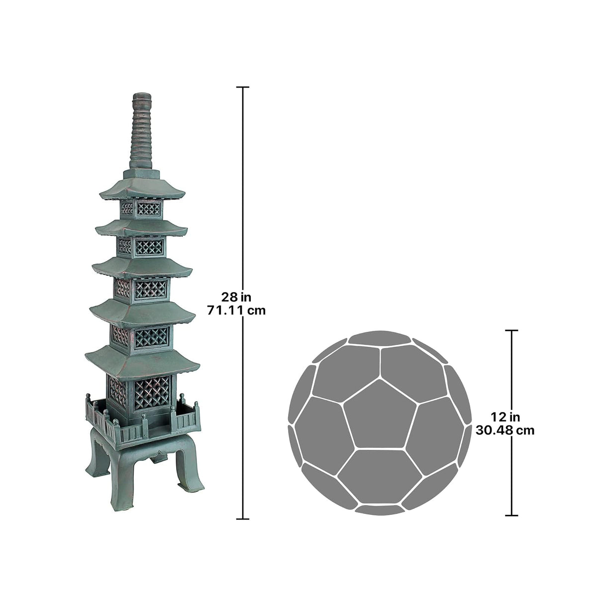 Design Toscano The Nara Temple Pagoda Asian Decor Garden Statue, Large 28 Inch, Polyresin, Verdigris Green Bronze