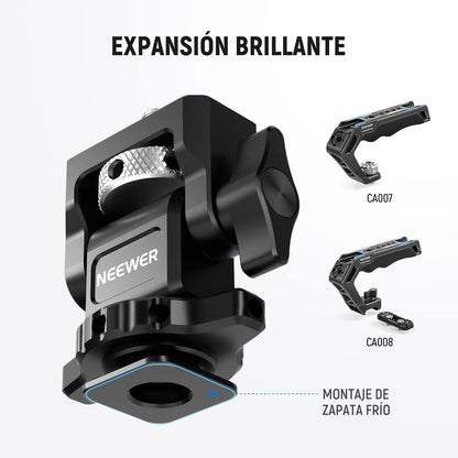 NEEWER Soporte para Monitor de Campo de 5" y 7" con Montura de Zapata fría 1/4",Giro de 360° Amortiguación de inclinación de 180° ajustable, Compatible con Atomos Ninja V Mango de Jaula SmallRig,MA002