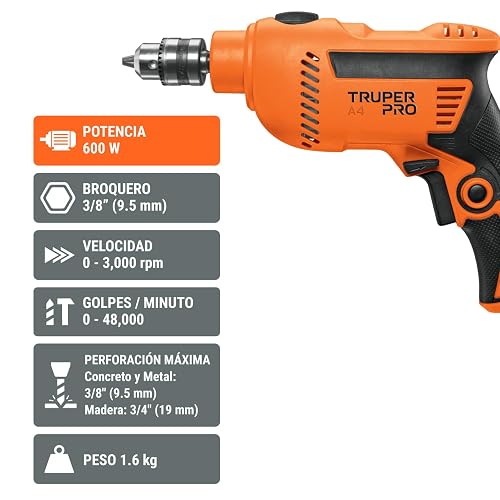 Truper ROTO-3/8A4, Rotomartillo 3/8" 600 W profesional