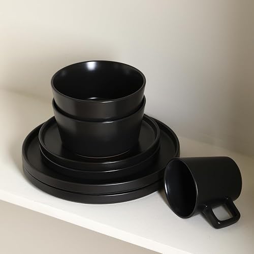 Stone Lain Coupe - Vajilla para 4, color negro mate