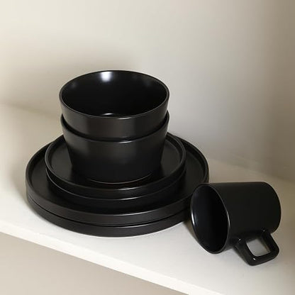 Stone Lain Coupe - Vajilla para 4, color negro mate