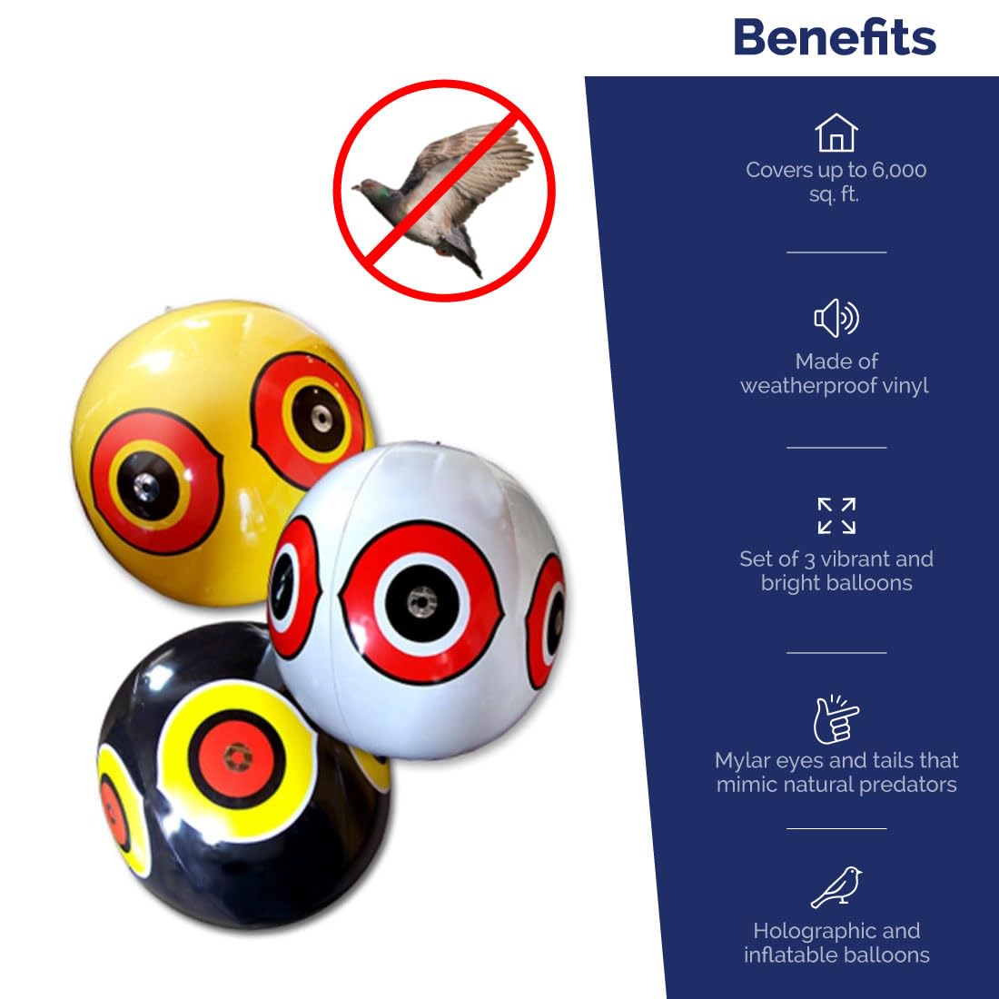 Bird-X Scare-Eye® Bird Repellent Predator Eyes Balloons, Pack of 3