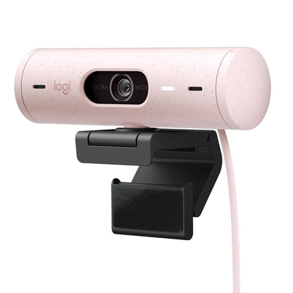Logitech Brio 500 Webcam 1080p Full HD con Autocorrección de Luz y Micrófono - Rosa