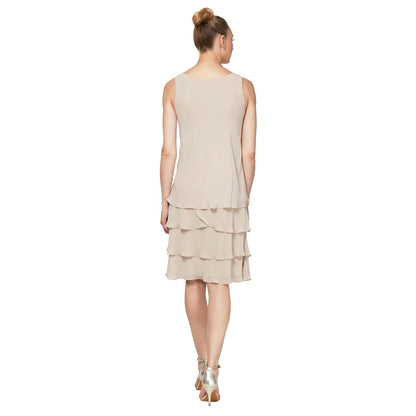 S.L. Fashions Vestido de Chamarra de Dos Piezas con abalorio para Madre de la Novia Vestido para ocasión Especial para Mujer