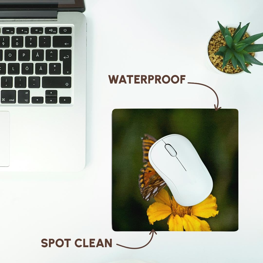 3dRose 8 x 8 x 0.25 Inches Butterfly Kissing the Morning Flowers I Pattern Mouse Pad (mp_49726_1)