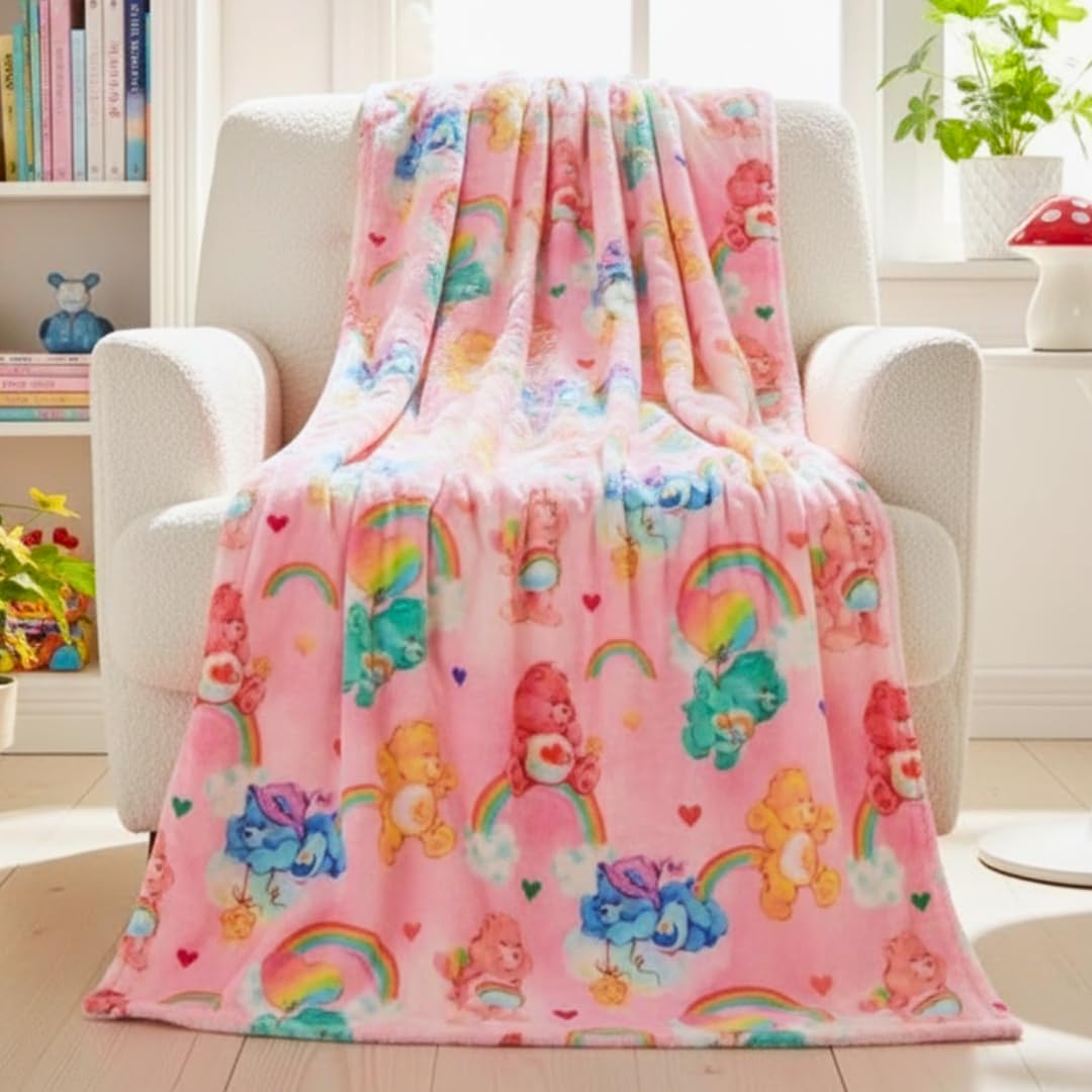 Franco Manta de Felpa Coleccionable con Personajes Licenciados - 1.1 x 1.5 m - Care Bears - Beary Love