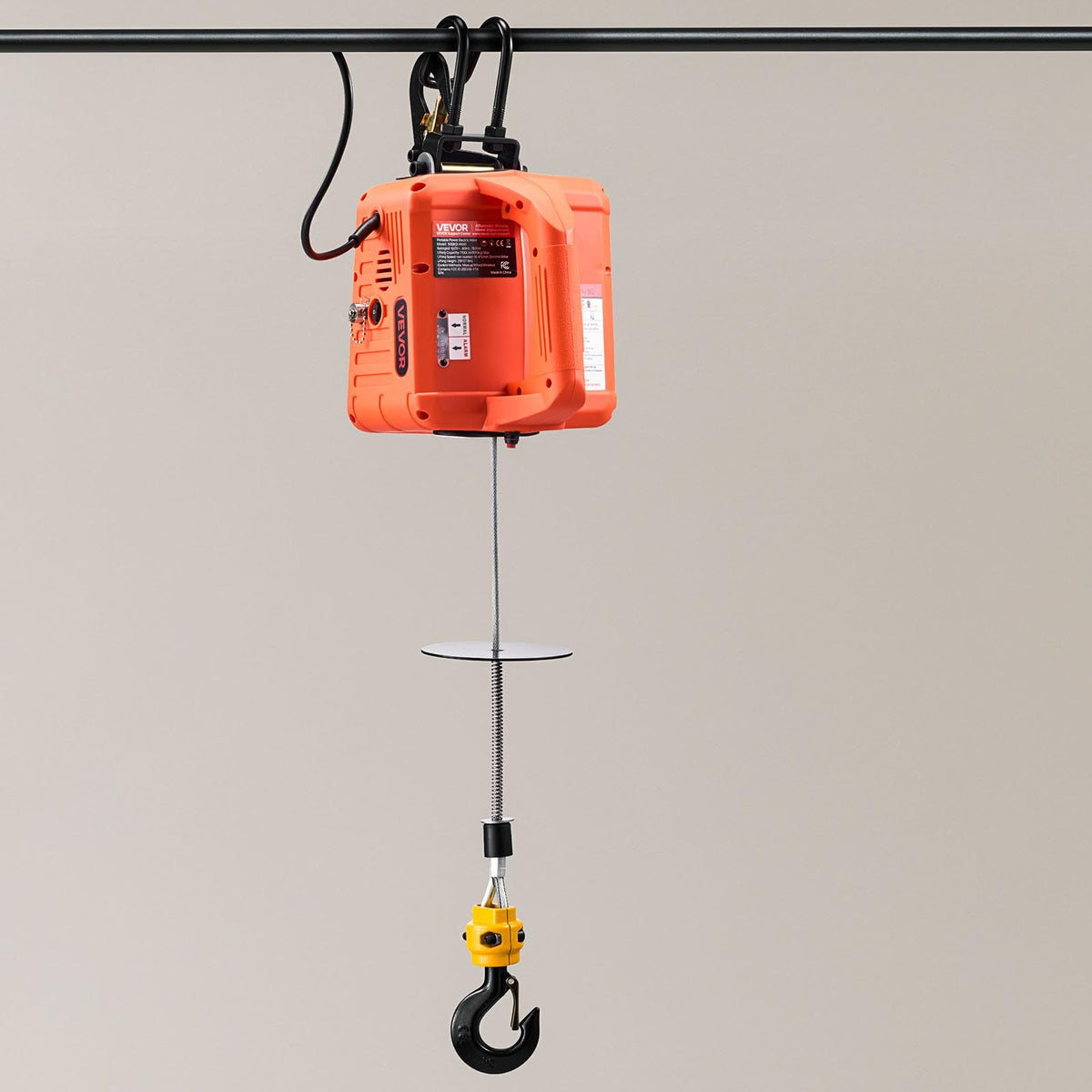 VEVOR Cabrestante eléctrico 3 en 1, capacidad de 1100 lb, cabrestante eléctrico portátil de 1500 W, altura de elevación de 25 pies, 16,4 pies/min con control remoto manual, con cable e inalámbrico