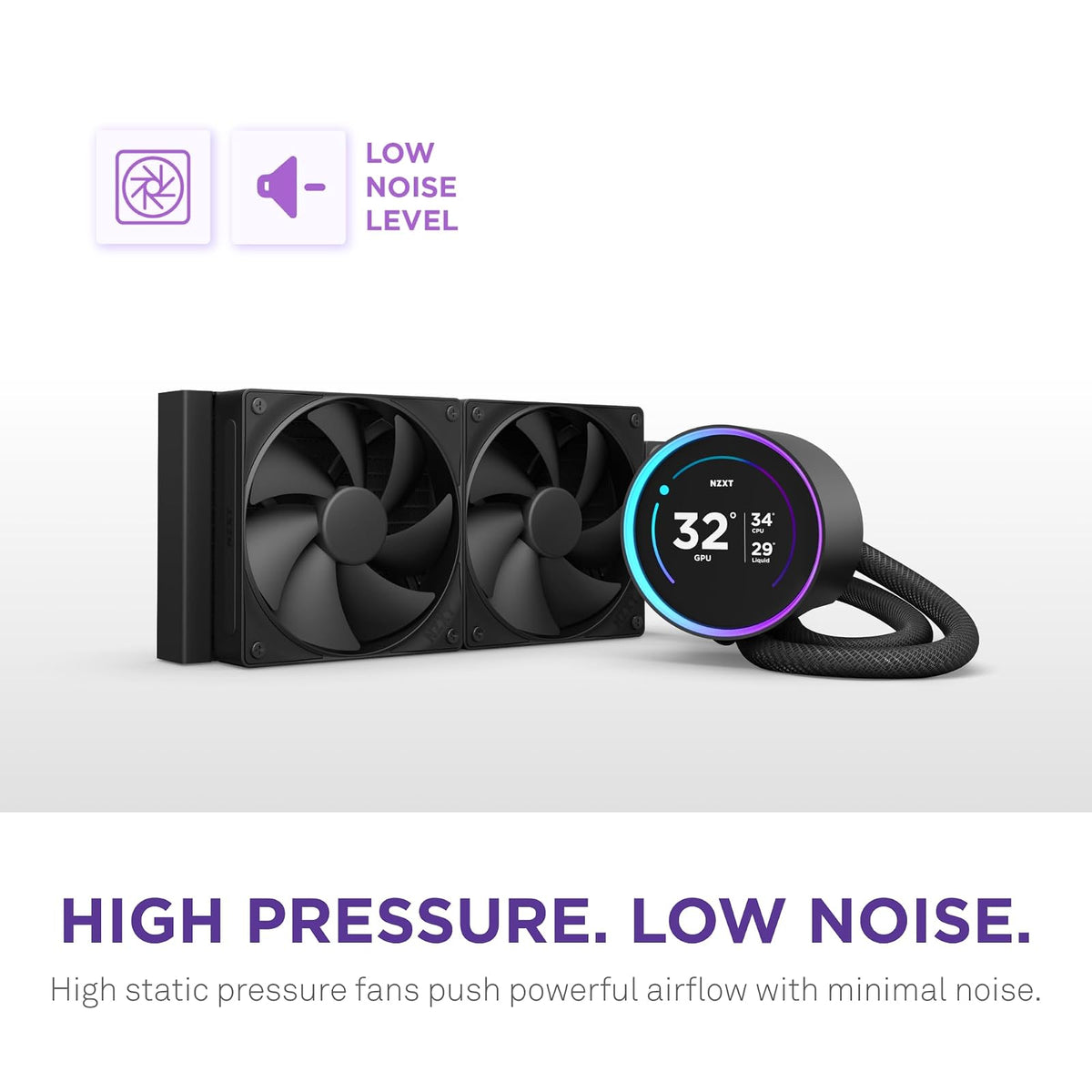 NZXT Kraken Elite 240 2024 - AIO CPU Liquid Cooler - 240mm Radiator - 2 x F120P Fans - Customizable 2.72" IPS LCD - NZXT Turbine Pump - AMD® AM5, AM4 - Intel® LGA 1851/1700, 1200/115X - Black