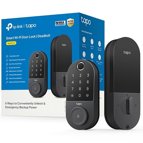 TP-Link Tapo DL110 Cerradura Digital WiFi con Huella Digital - 6 Maneras de utilizar - Batería de Larga Duración - Puerto USB-C - Comandos de Voz - Alertas y Bloqueo Automático - Fácil de Instalar