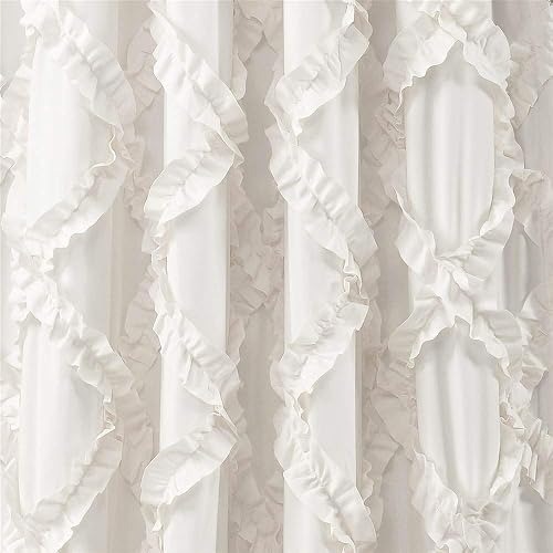 Lush Decor - Juego de Cortinas con Volantes de Diamantes con Textura para Ventana de Estar, Comedor, recámara (par), 95 x 54 Pulgadas, Color Blanco