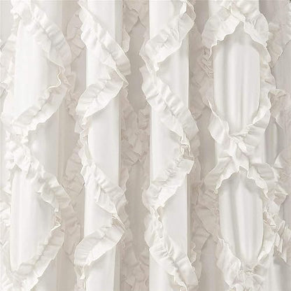 Lush Decor - Juego de Cortinas con Volantes de Diamantes con Textura para Ventana de Estar, Comedor, recámara (par), 95 x 54 Pulgadas, Color Blanco
