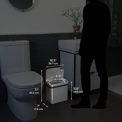 iTouchless - Cubo de reciclaje con sensor de 49.2 l y 9.5 l para cocina y baño, sistema de control de olores, 13, acero inoxidable (juego de 2), 2 unidades
