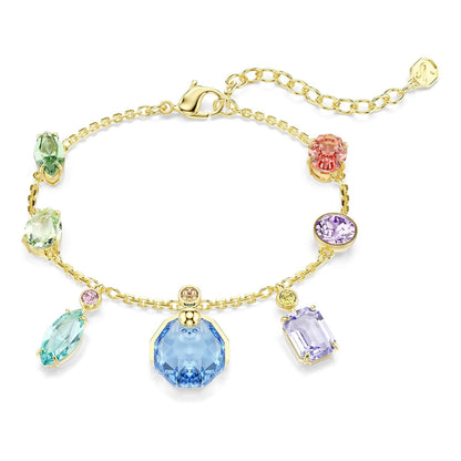 Pulsera Swarovski Gema, Cortes mixtos, Cristales colgantes, multicolor, Oro-tSwarovski Un baño