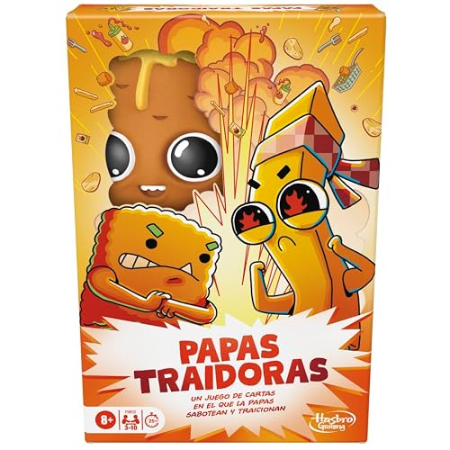 Hasbro Gaming Papas Traidoras Juego de Cartas, Juego dinámico con Rondas de 25 Minutos, para familias y Adultos, para 3 a 10 Jugadores, + 8 años