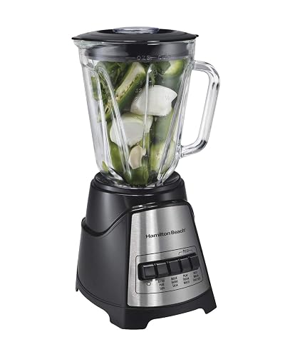 Hamilton Beach Licuadora Power Elite, con 12 Funciones, Vaso de Vidrio, 1.2 Litros, Negra (58148-MXR)