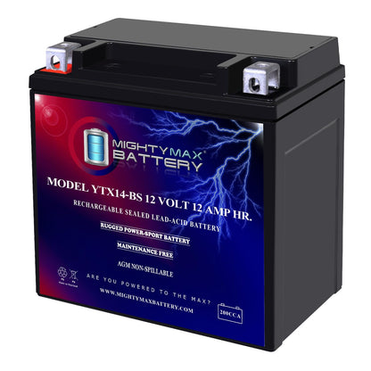 Mighty Max Battery YTX14-BS - 12 voltios 12 AH, 200 CCA, batería recargable sin mantenimiento SLA AGM para motocicleta