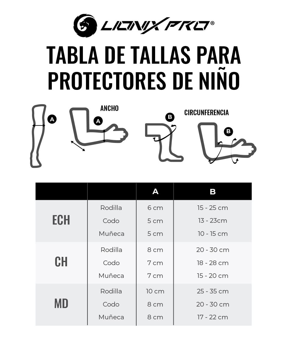 Lionix Pro - Set de Protecciones y Casco, Talla Infantil