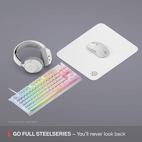 SteelSeries QcK Mouse Pad de Tela para Gaming – Superficie Exclusiva microtejida – Optimizado para sensores de Gaming – Máximo Control – Tamaño M – Color Blanco
