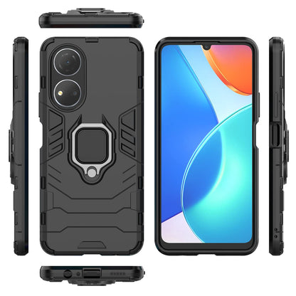 BestAlice Funda para Honor X7 Case + Protector de Pantalla de Cristal Templado + Lens Mica + Cordón para el Cuello, Rudo Uso Híbrida Armor Protección Carcasa, Negro