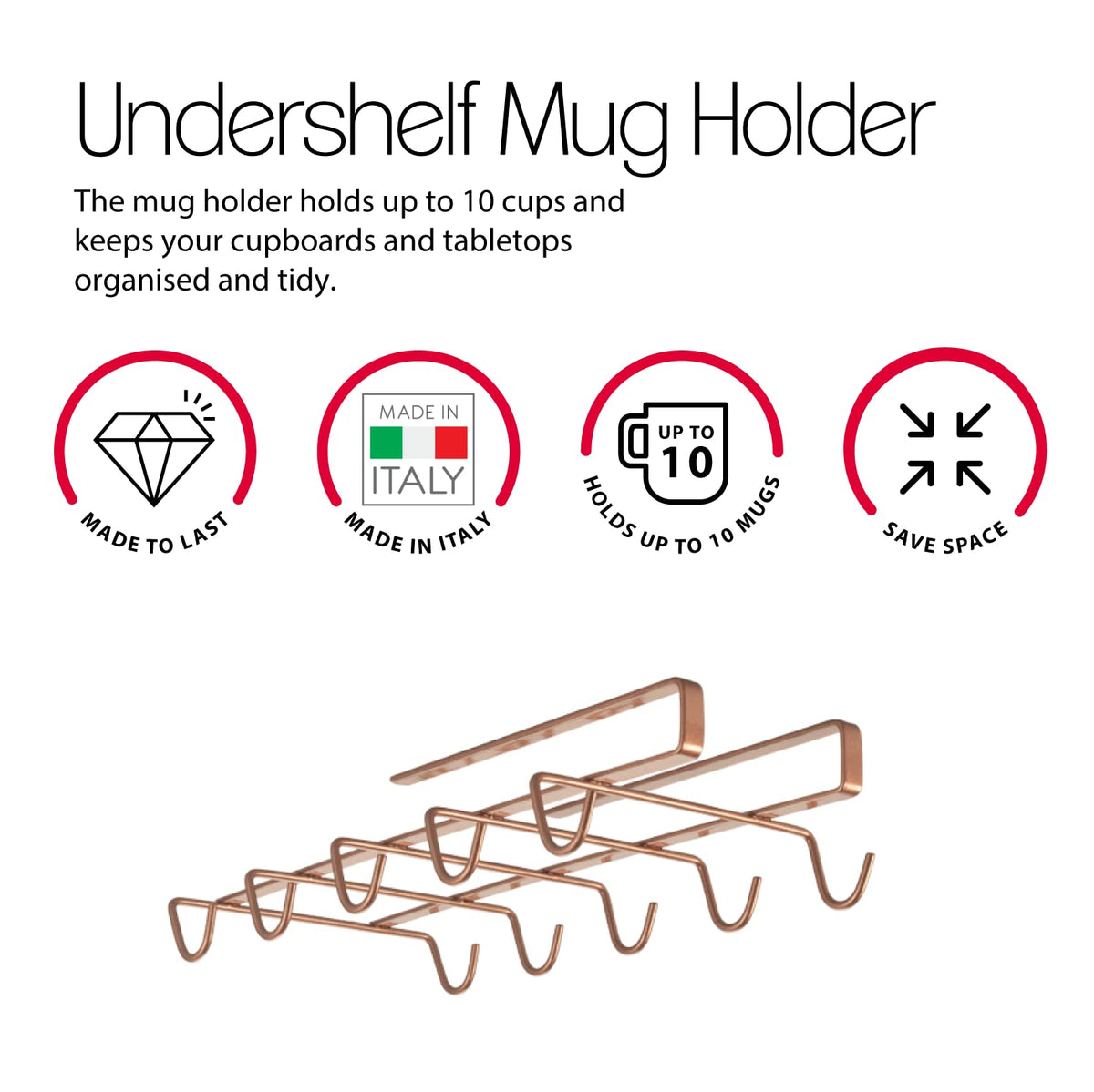 Metaltex Colgador de Tazas My Mug Copper
