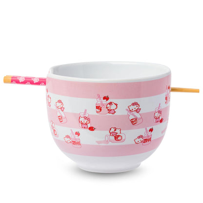 Silver Buffalo Hello Kitty Taza de Cerámica con Asa Redonda, 16 oz - Hello Kitty - Patrón de leche de fresa