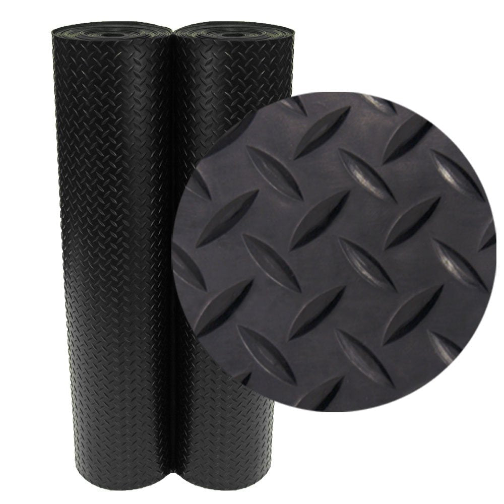 Rubber-Cal - Rollos de goma para suelos de diamante, rollos de 3 mm x 4 pies de ancho - 2 ft x 4 ft x 0.1 in