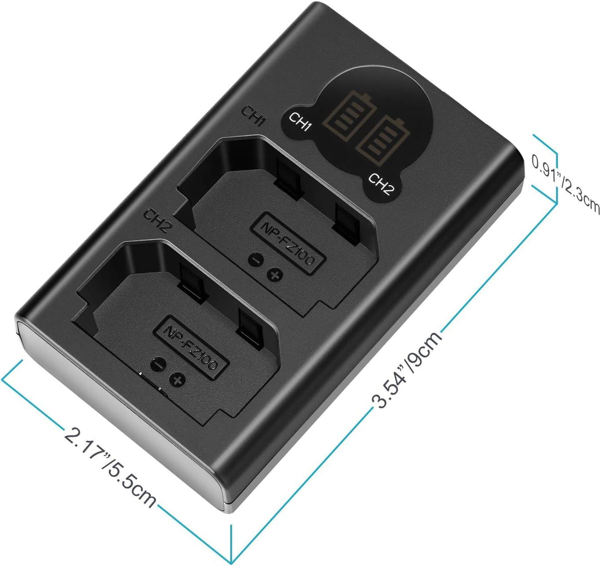 NEEWER NP-FZ100 2280mAh batería de Repuesto y Cargador con visualización LCD, 2 Paquetes, Compatible con Sony ZV-E10II A9III A7CII ZV-E1 A7III A7IV FX3 FX30 A6700 A1 A7C A7CR A7RIV A7RV A7SIII A9II