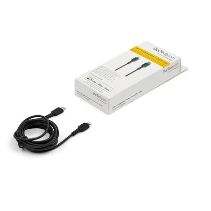 StarTech.com 6 foot (2m) Durable Black USB-C to Lightning Cable - Heavy Duty Rugged Aramid Fiber USB Type A to Lightning Charger/Sync Power Cord - Apple MFi Certified iPad/iPhone 12 (RUSBCLTMM2MB)