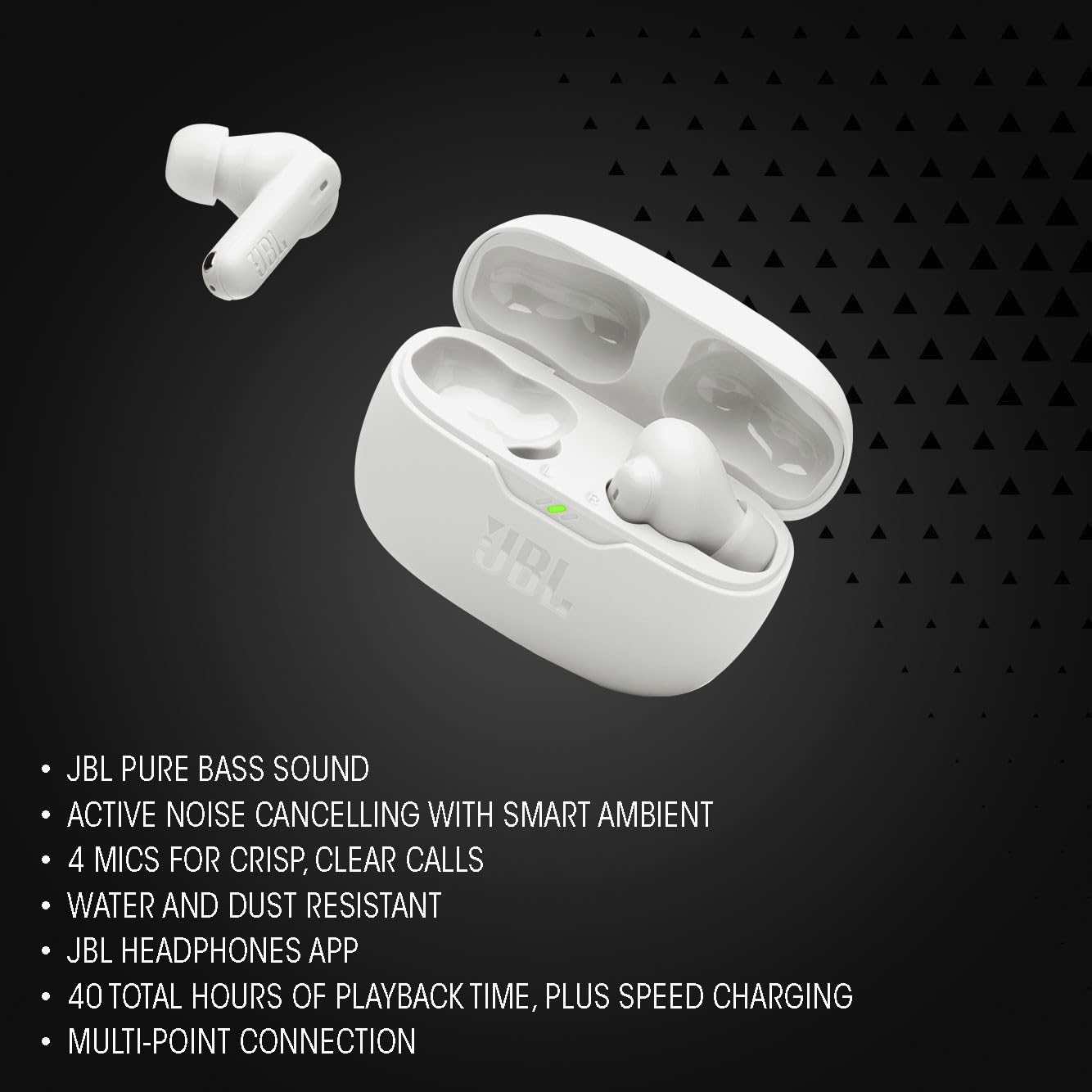 JBL Vibe Beam 2 Audífonos Inalámbricos Bluetooth, Drivers 8mm, Reproducción 40 Horas, Resistentes al Agua y al Polvo IP54 - Rosa