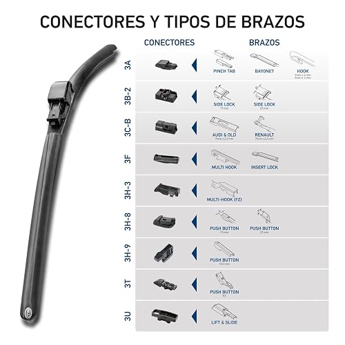 HELLA 9XW16S Pluma limpiaparabrisas CLEANTECH Copiloto para Ibiza/Kwid/Leon/Mazda 2 / Mazda 3 / Mazda 5 / Sentra. Incluye conectores e instructivo.
