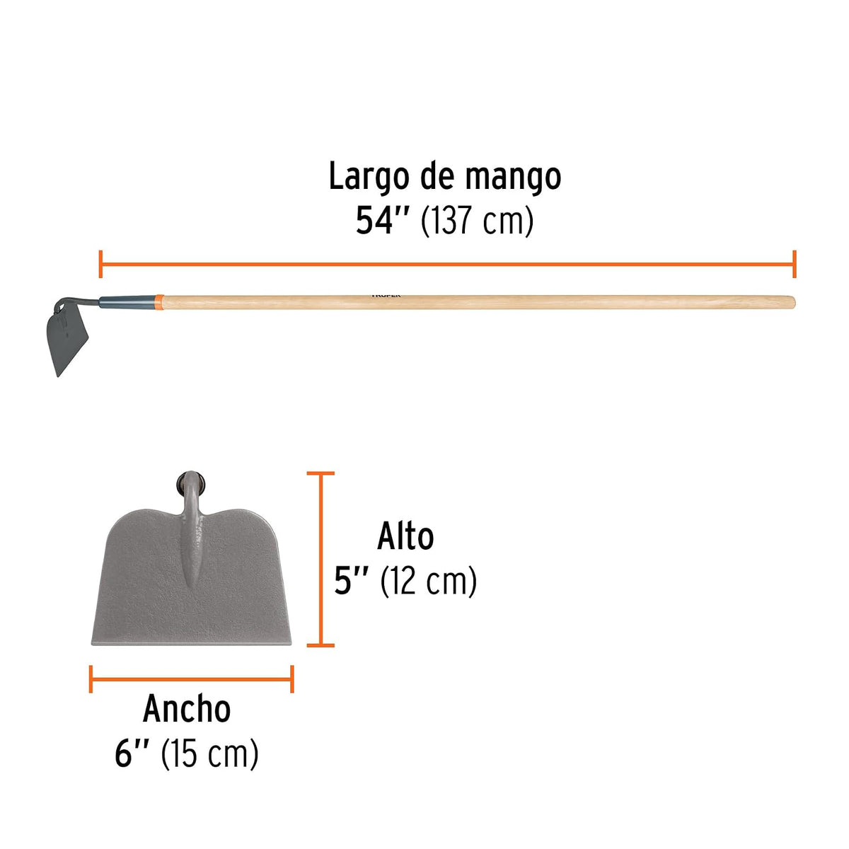 Truper ATJ, Azadón jardinero Classic, mango de madera 54"