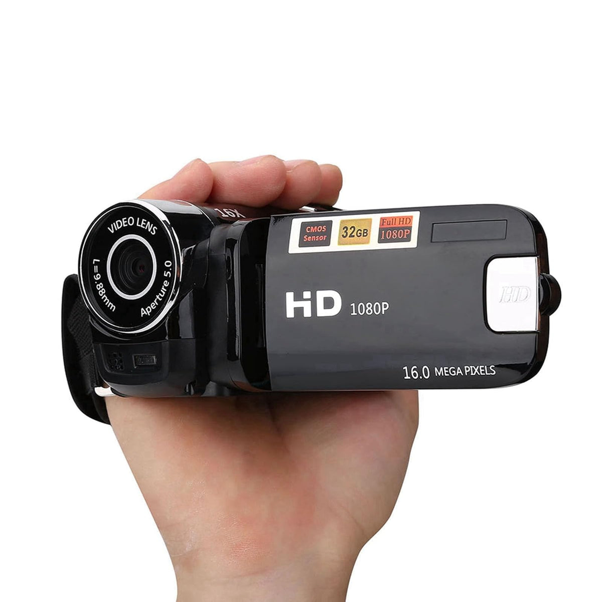 Zopsc Cámara portátil 1080P DV Alta definición Full HD 270 ° Rotación 16X Videocámaras Digitales para videocámaras, para Picnic al Aire Libre, Camping, etc.(Negro, Enchufe de US)