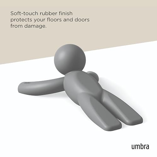 Umbra Buddy Tope de Puerta Antideslizante de Hule Resistente, Gris | Construcción de goma suave, protege los suelos de arañazos, cuña antideslizante, se adapta a varios tipos de suelo
