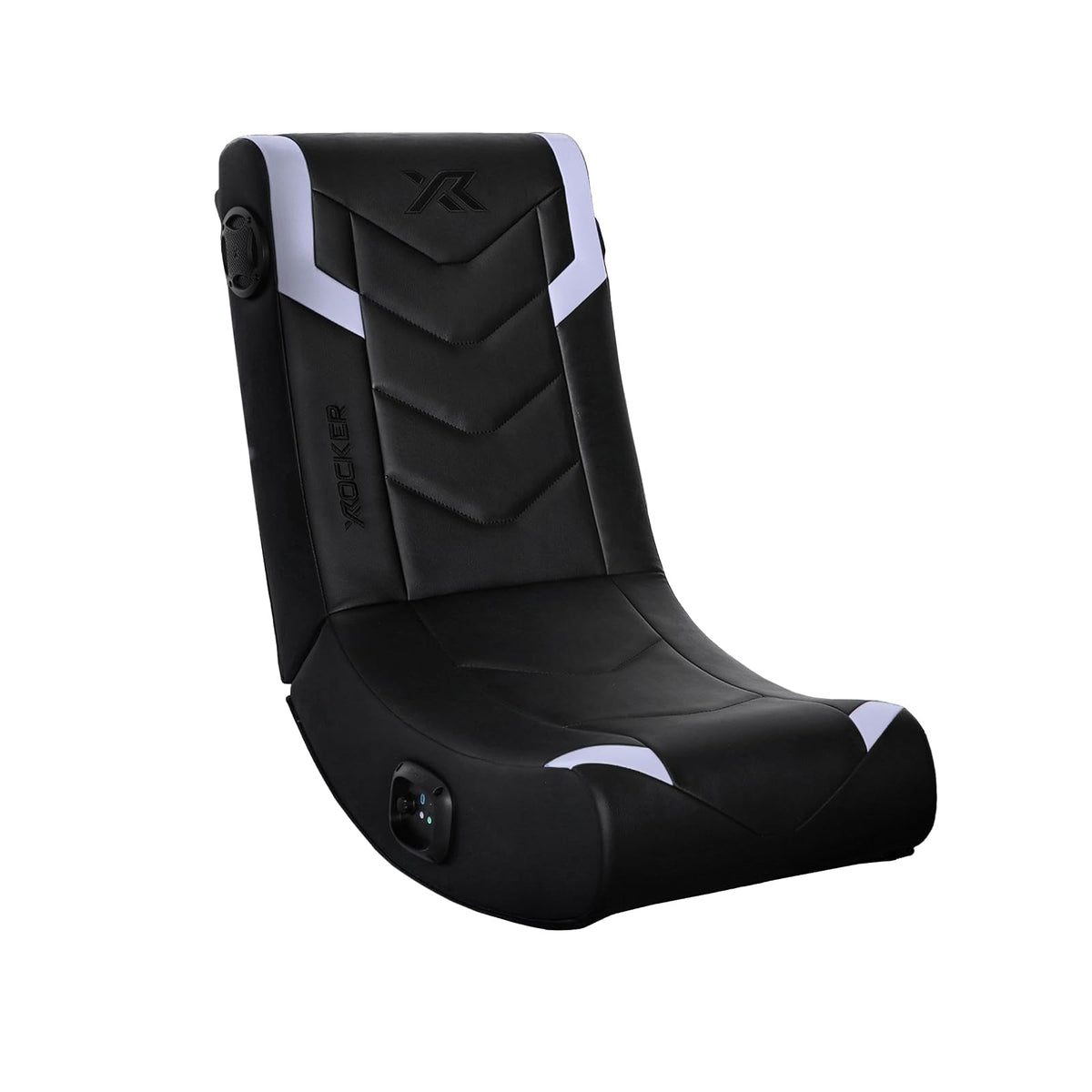 X Rocker Eclipse - Silla de Piso para Videojuegos con Altavoces incorporados, Bluetooth inalámbrico, Plegable, Piel Vegano, 300 Libras máximo, Exclusivo de , Negro y Plateado