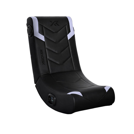X Rocker Eclipse - Silla de Piso para Videojuegos con Altavoces incorporados, Bluetooth inalámbrico, Plegable, Piel Vegano, 300 Libras máximo, Exclusivo de , Negro y Plateado