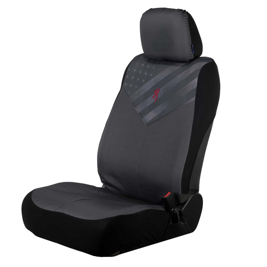 Browning Funda de Asiento Universal para Automóvil, Camión y SUV - Resistente al Agua, Gris/Bandera
