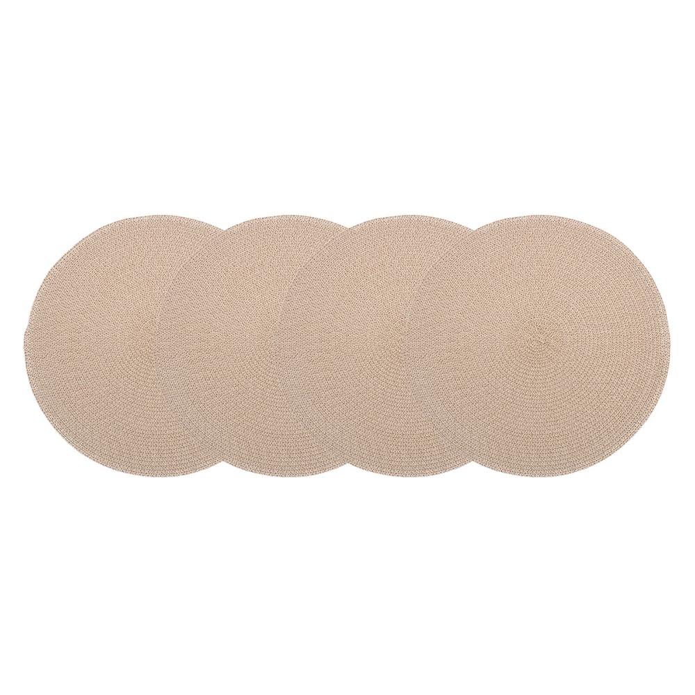 LE BONNE TABLE- Manteles Individuales Redondos, Beige, 75% Plastico 25% Poliéster, 40 cm, Set de 4 Piezas