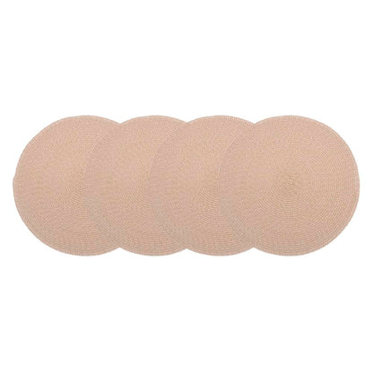 LE BONNE TABLE- Manteles Individuales Redondos, Beige, 75% Plastico 25% Poliéster, 40 cm, Set de 4 Piezas