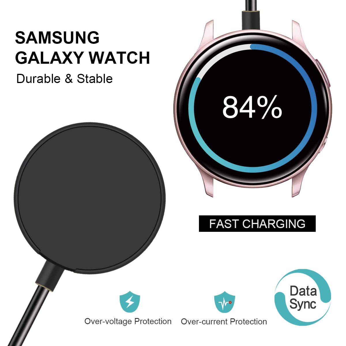 Trami - Paquete de 2 compatibles con Samsung Galaxy Watch 7/6/6 Classic/5/5 Pro/4/4 Classic/3/Active/Active Base de Carga inalámbrica, Cable de Carga USB de Repuesto para Classic/3/Active/Active