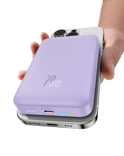 Baseus Mini Power Bank magnetica 10000mAh 20W de Carga rápida e inalambrica, Morado